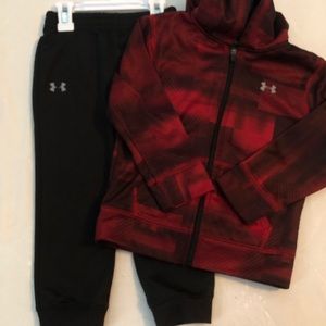 Black and red UA pant and hooded jacket set